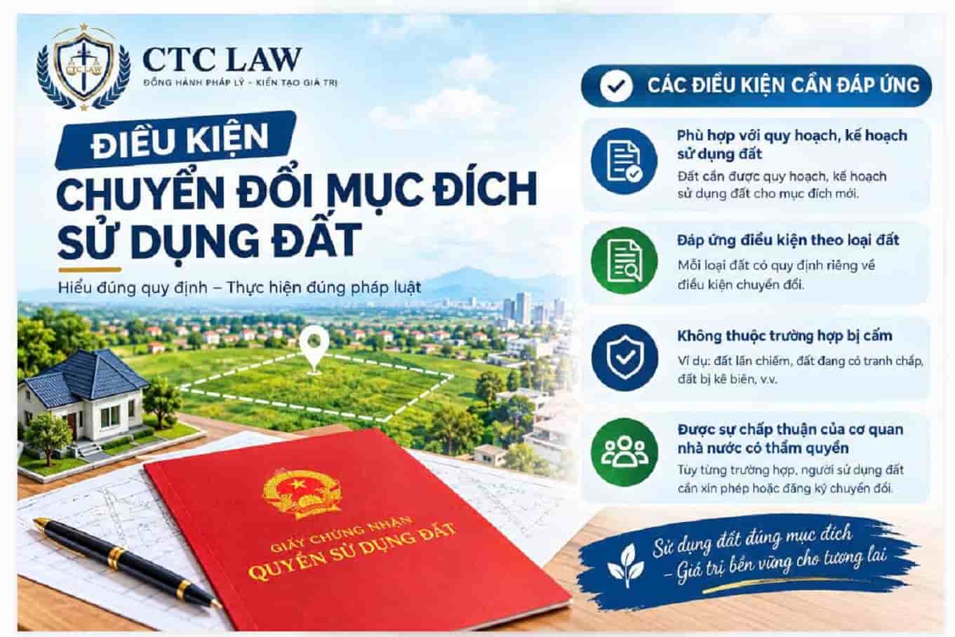 Quy định về chuyển đổi mục đích sử dụng đất 2026 Quy định về chuyển mục đích sử dụng đất cần điều kiện gì ?